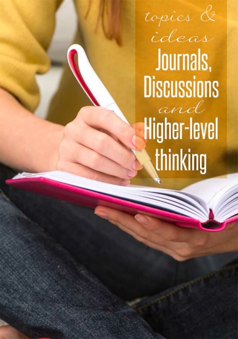Topics and ideas for journaling in school to encourage higher level thinking.