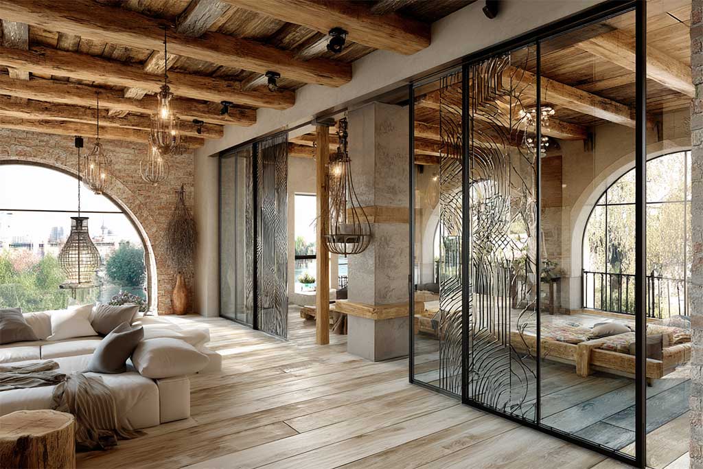 The Trend of Combining Rustic Style with Modern Glass Panels